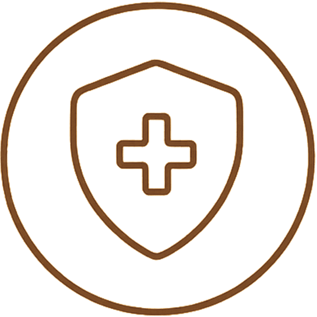 Ein Icon mit einem Schild und einem Kreuz das die natürlichen Abwehrkräfte des Hundes symbolisiert